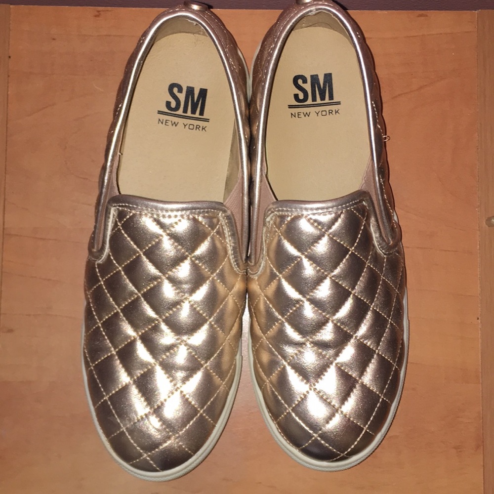 Rose gold slip ons